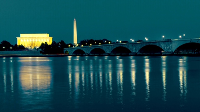 Washington DC Memorial Bridge at dusk