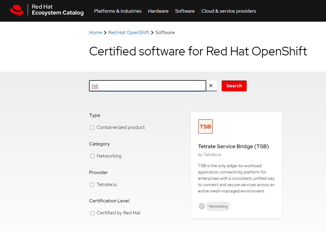 Certified Software for Red Hat OpenShift
