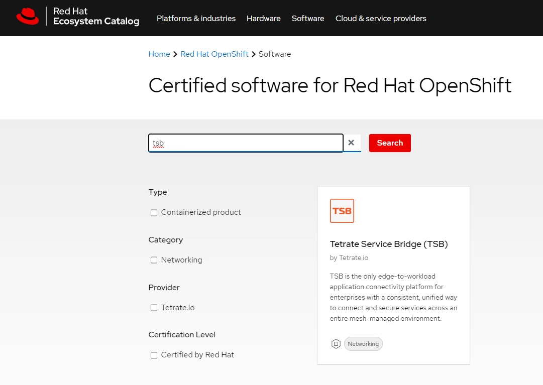 Certified Software for Red Hat OpenShift