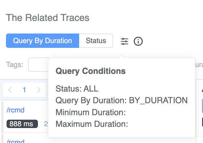 Show slow trace and error status traces from the Apdex graph.