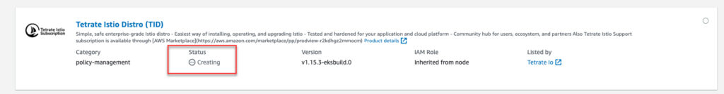 Tetrate Istio Distro - Deployment status in the AWS 