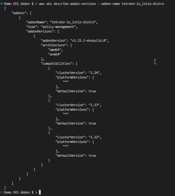 JSON description of the TID